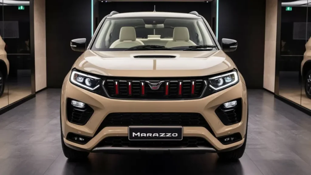 Mahindra Marazzo 2025 interior touchscreen infotainment fabric seats rear AC vents