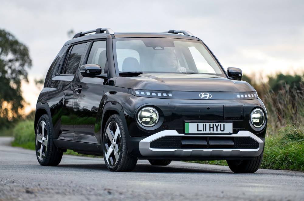 Hyundai Inster Compact EV SUV front view with bold grill and LED headlights