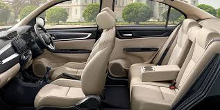 Honda Amaze interior with touchscreen infotainment and comfortable seating