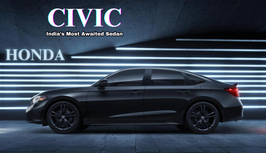Promotional image of Honda Civic 2025 with pre-book offer for ₹11,000