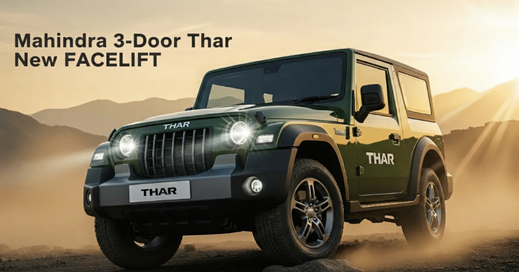 Mahindra Thar 3-door facelift 2025 new grille LED lights premium interior India