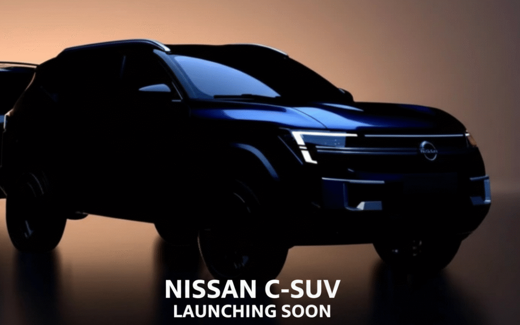 Nissan C-SUV 2025 testing prototype bold grille flared wheel arches front LED DRLs