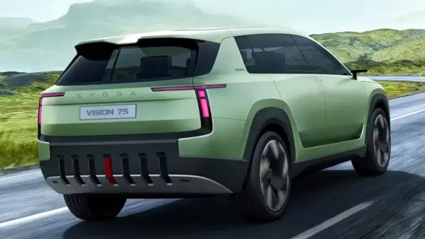 Skoda Vision 75 electric SUV rear T-shape tail lamps