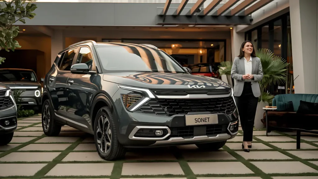 Kia Sonet facelift 2025 spied undisguised on Indian roads with updated LED headlights