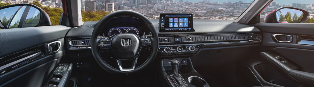 Interior of Honda Civic 2025 showcasing digital instrument cluster and touchscreen infotainment