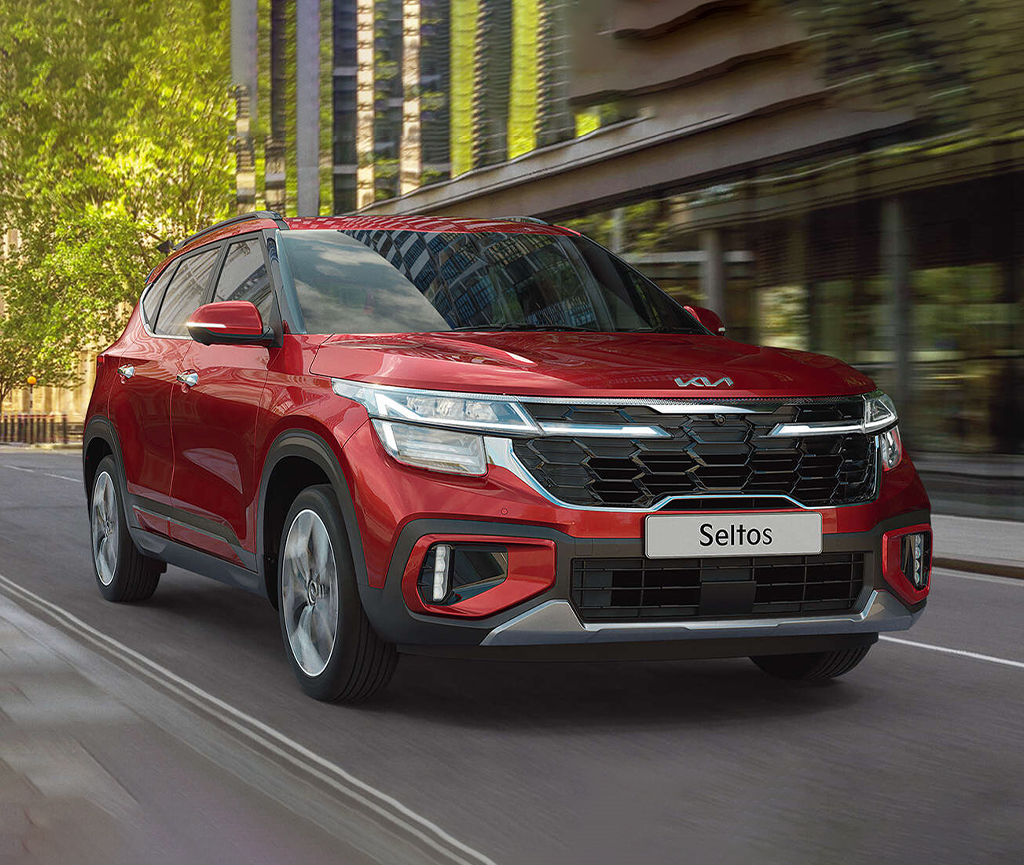 Kia Seltos exterior view highlights sleek design and new GST-driven price offer in India.