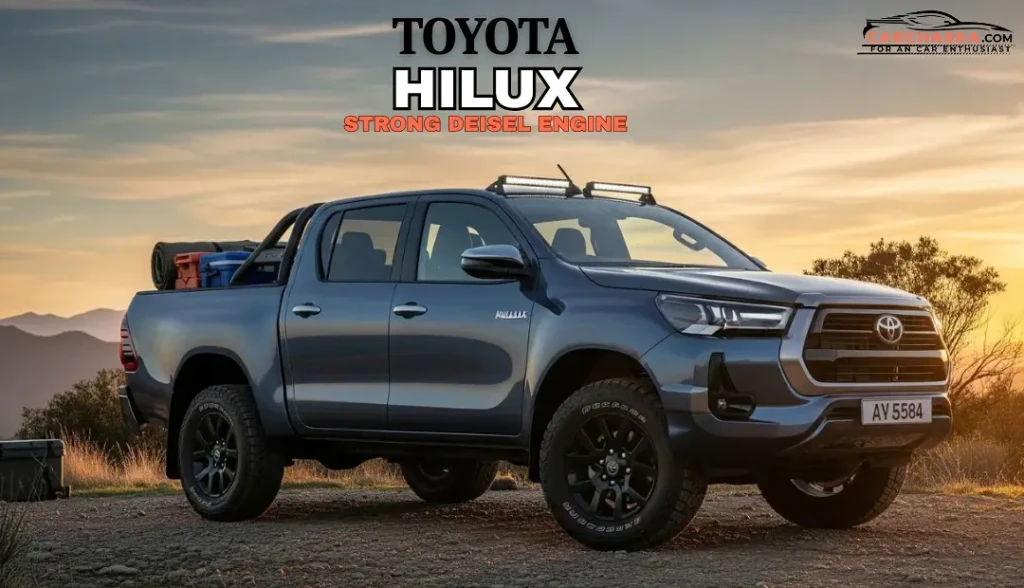 Toyota Hilux Travel pickup in dynamic angle highlighting strong stance, alloy wheels, and off-road gear