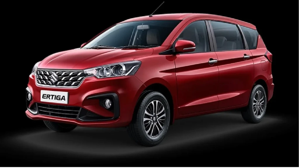Maruti Suzuki Ertiga multi-purpose vehicle parked with stylish front grille and LED headlights