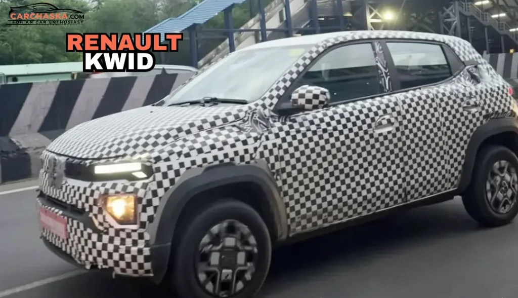 Renault Kwid petrol facelift 2025 spied testing on Indian roads with updated front grille and sporty accents
