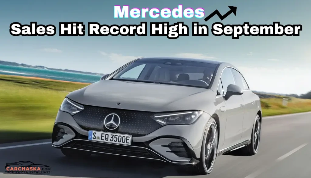 Mercedes-Benz India showroom with lineup of luxury cars and customers celebrating record-breaking September 2025 sales