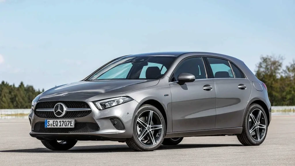 Side view of Mercedes-Benz GLS and EQS lineup parked outside showroom during record sales month in India