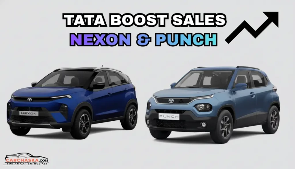 Tata Nexon and Punch SUVs displayed at dealership representing Tata Motors’ record-breaking September 2025 sales in India