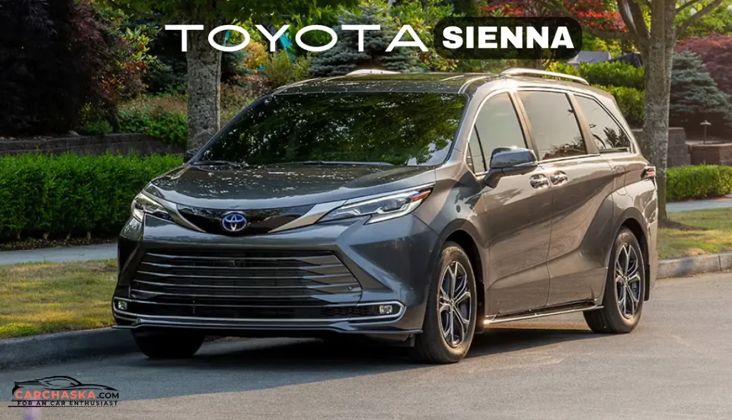Toyota Sienna 2025 hybrid minivan in metallic silver showcasing a bold front fascia and spacious design at launch.