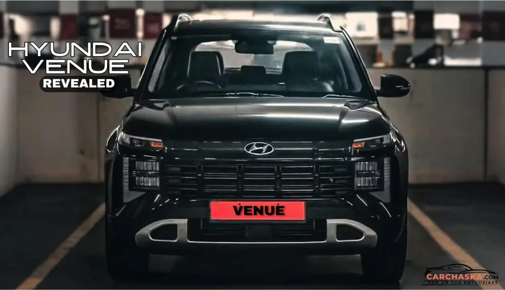 2025 Hyundai Venue showcased at launch event in India with a redesigned grille, LED split DRLs, and bold new SUV styling